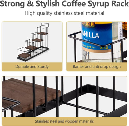 12 Bottle Capacity Coffee Syrup Organizer 3 Tier Coffee Syrup Stand Shelf for Coffee Bar Kitchen Small Wine Rack for Bar Family Storage for Syrup Wine Dressing