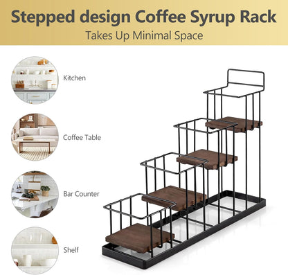 12 Bottle Capacity Coffee Syrup Organizer 3 Tier Coffee Syrup Stand Shelf for Coffee Bar Kitchen Small Wine Rack for Bar Family Storage for Syrup Wine Dressing