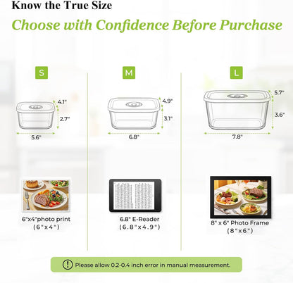 Glass Vacuum Seal Containers for Food Storage, 3PCS Set with Lids