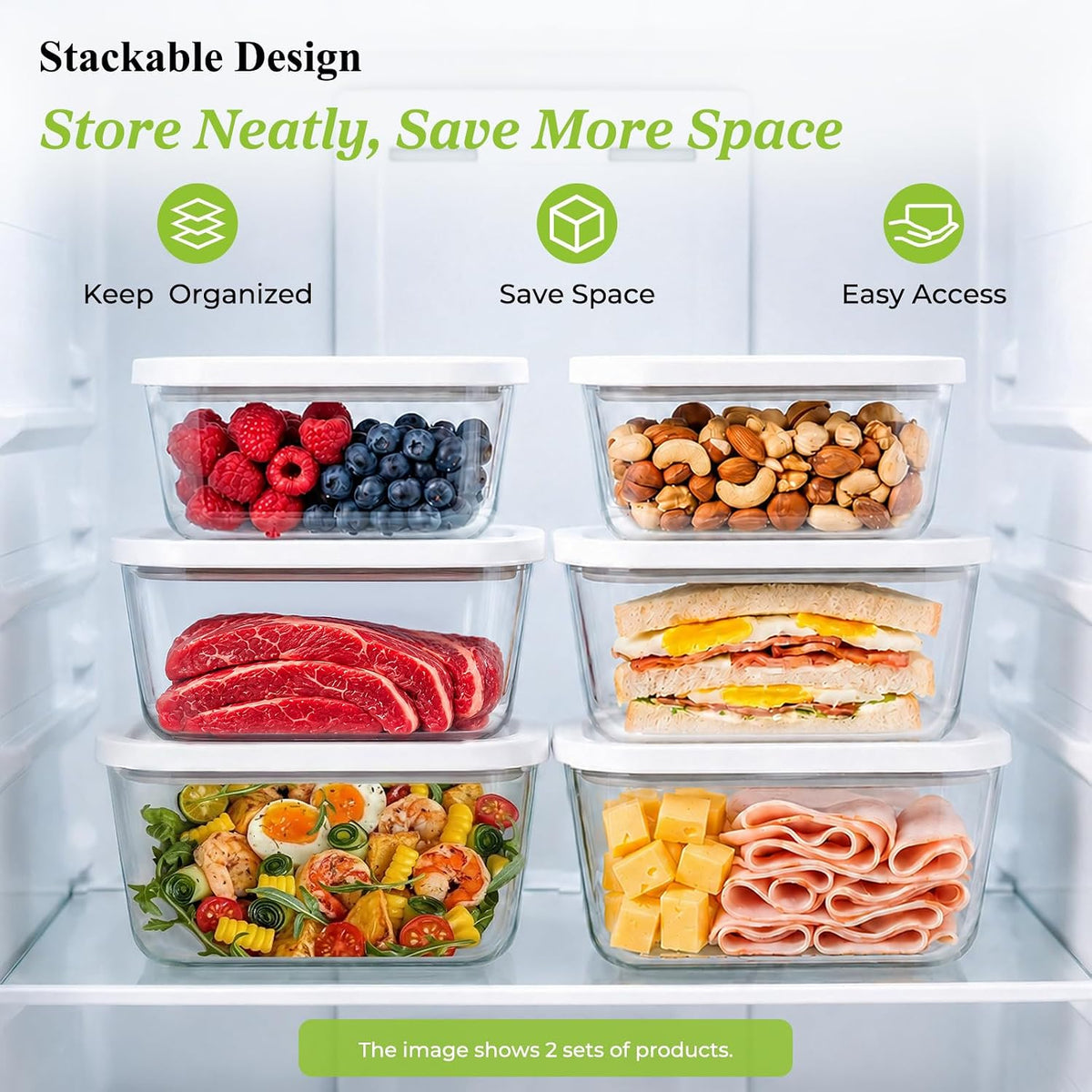 Glass Vacuum Seal Containers for Food Storage, 3PCS Set with Lids