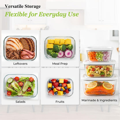 Glass Vacuum Seal Containers for Food Storage, 3PCS Set with Lids