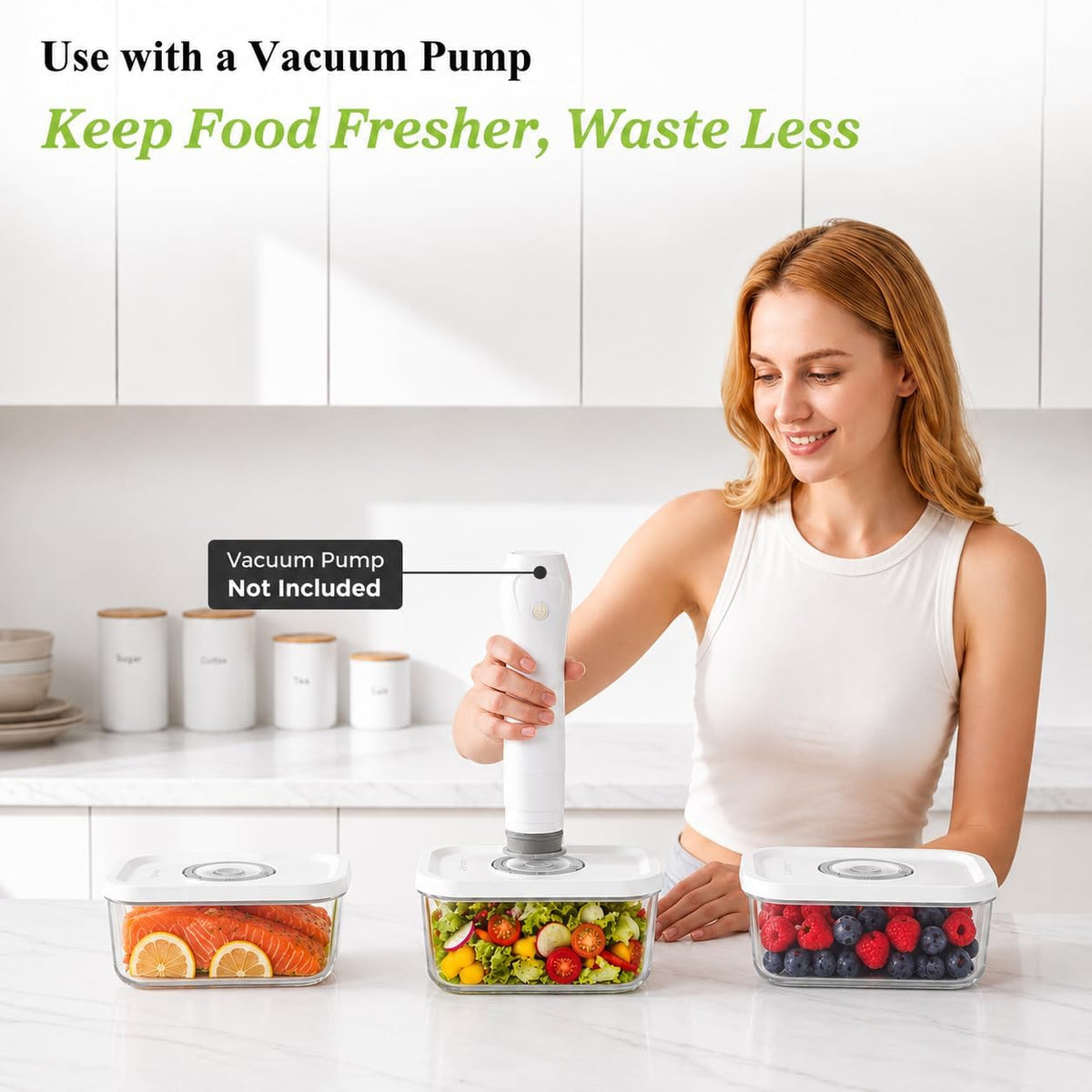 Glass Vacuum Seal Containers for Food Storage, 3PCS Set with Lids