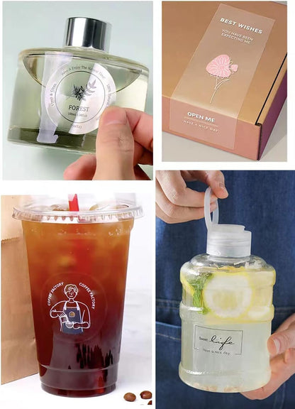 100 to 1000pcs Custom Clear Stickers Personalized Logo Labels Transparent Stickers Waterproof Rectangle, Non-Fading, Tear-Resistant, Paste on Glass, Water Bottles, Jars, Bags (Rectangle)