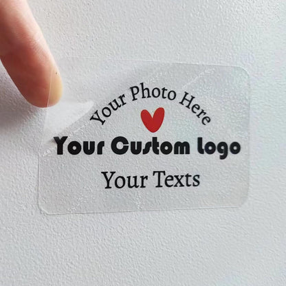100 to 1000pcs Custom Clear Stickers Personalized Logo Labels Transparent Stickers Waterproof Rectangle, Non-Fading, Tear-Resistant, Paste on Glass, Water Bottles, Jars, Bags (Rectangle)