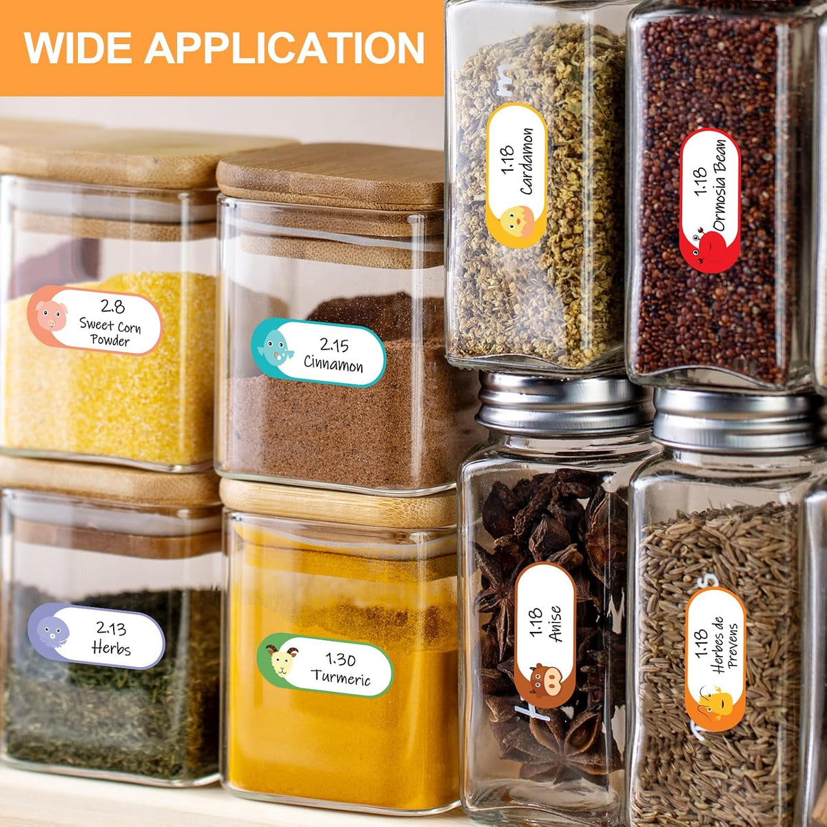 500pcs Food Labels,1 x 3 Inch Freezer Labels Removable for Food Containers, Mason Jar, Water/Oil/Tear Resistant,No Residue Food Storage Labels Perfect for Kitchen