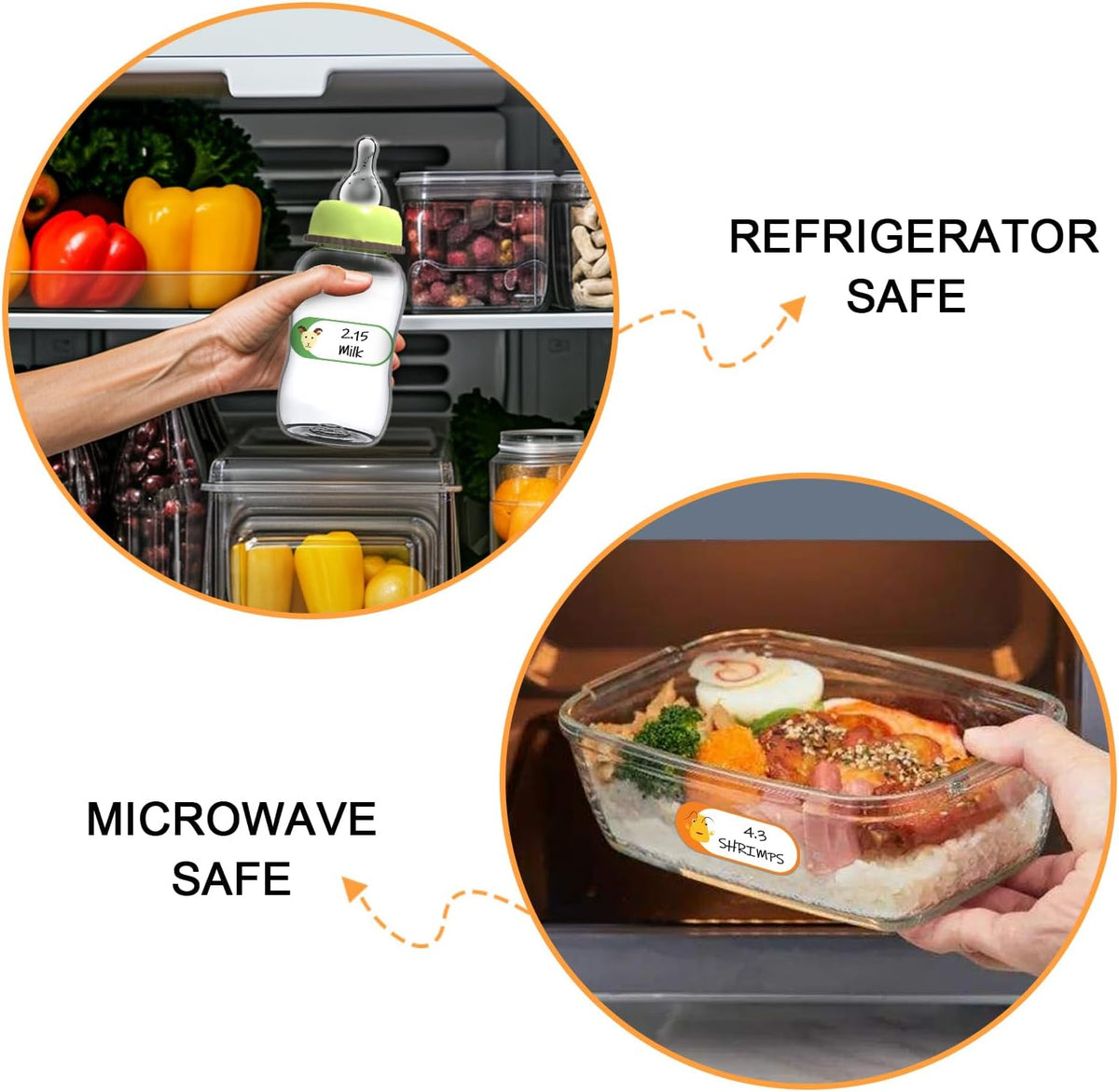500pcs Food Labels,1 x 3 Inch Freezer Labels Removable for Food Containers, Mason Jar, Water/Oil/Tear Resistant,No Residue Food Storage Labels Perfect for Kitchen