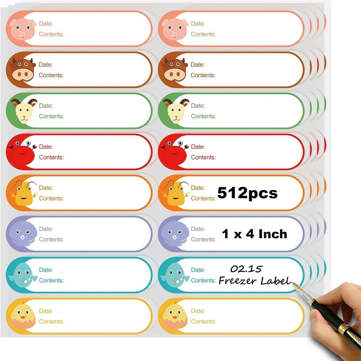 500pcs Food Labels,1 x 3 Inch Freezer Labels Removable for Food Containers, Mason Jar, Water/Oil/Tear Resistant,No Residue Food Storage Labels Perfect for Kitchen