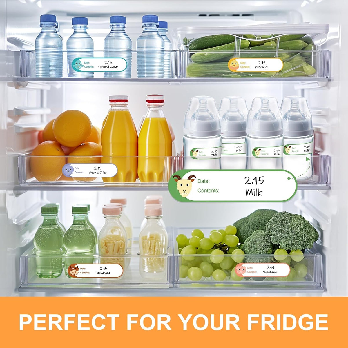 500pcs Food Labels,1 x 3 Inch Freezer Labels Removable for Food Containers, Mason Jar, Water/Oil/Tear Resistant,No Residue Food Storage Labels Perfect for Kitchen