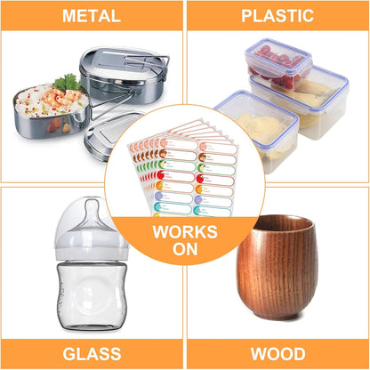 500pcs Food Labels,1 x 3 Inch Freezer Labels Removable for Food Containers, Mason Jar, Water/Oil/Tear Resistant,No Residue Food Storage Labels Perfect for Kitchen