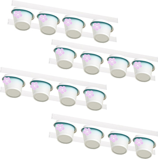 8 Pcs Yogurt Organizer for Fridge with Self-Adhesive Tapes - Space Saving, Slider Yogurt Organizer for 3.75 Inch Regular Yogurt Cups