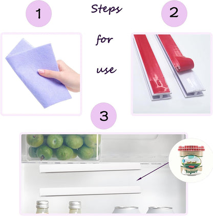8 Pcs Yogurt Organizer for Fridge with Self-Adhesive Tapes - Space Saving, Slider Yogurt Organizer for 3.75 Inch Regular Yogurt Cups