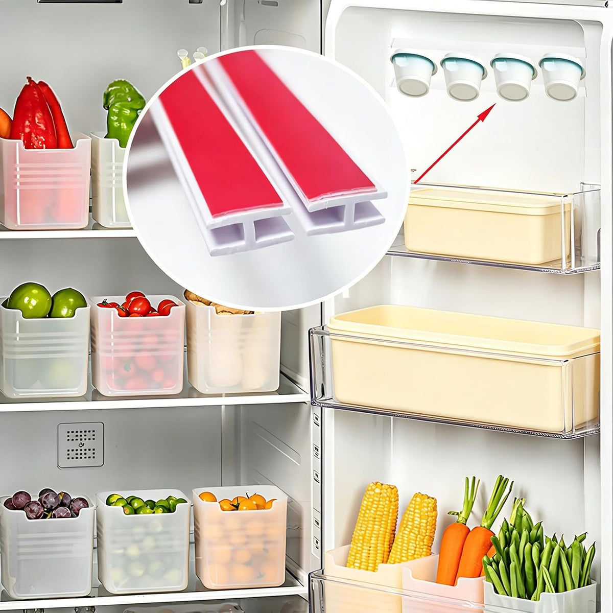 8 Pcs Yogurt Organizer for Fridge with Self-Adhesive Tapes - Space Saving, Slider Yogurt Organizer for 3.75 Inch Regular Yogurt Cups