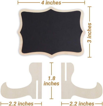 Mini Chalkboard Signs, 20 Pack Framed Small Chalk Board Food Labels with Easel Stand for Party Buffet or Wedding Celebration, Wooden Blackboard as Place Cards for Table Setting or Numbers