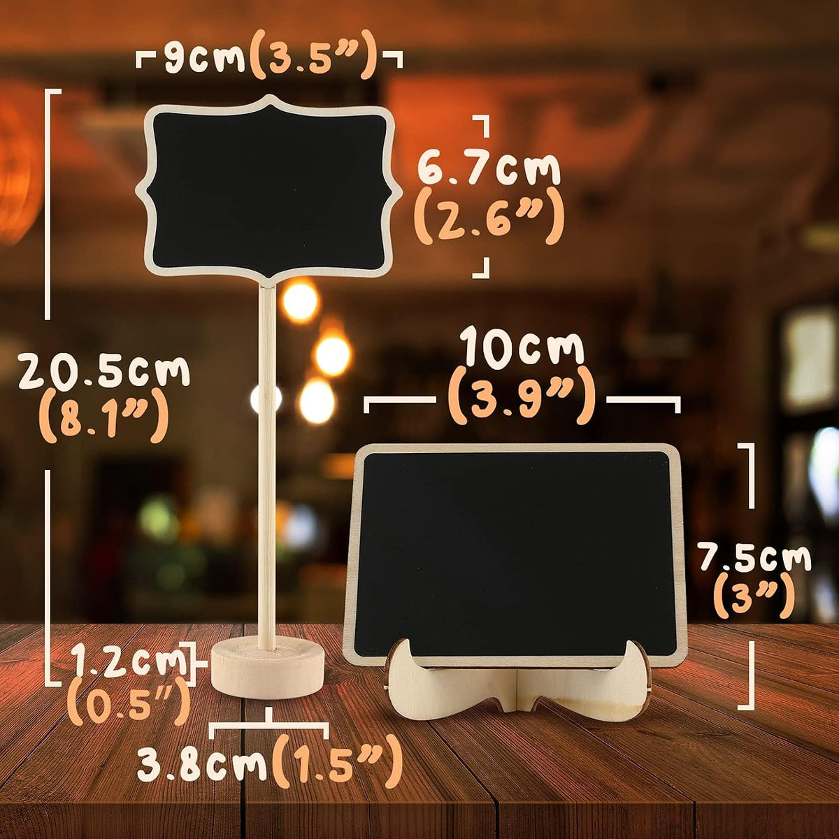 Mini Chalkboard Signs, 20 Pack Framed Small Chalk Board Food Labels with Easel Stand for Party Buffet or Wedding Celebration, Wooden Blackboard as Place Cards for Table Setting or Numbers
