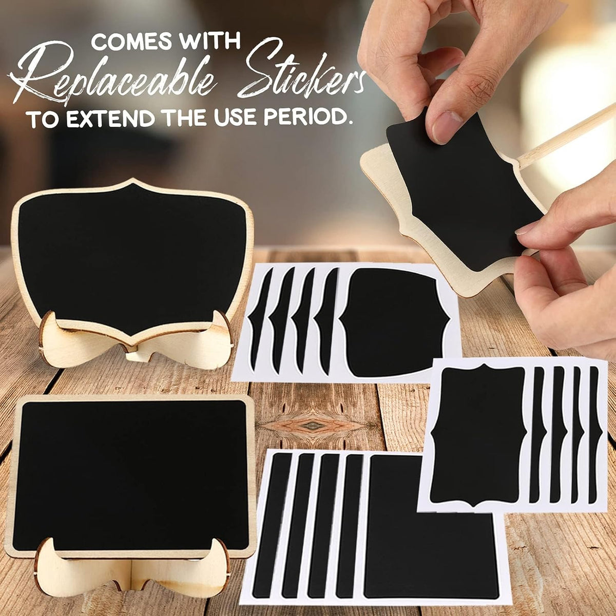 Mini Chalkboard Signs, 20 Pack Framed Small Chalk Board Food Labels with Easel Stand for Party Buffet or Wedding Celebration, Wooden Blackboard as Place Cards for Table Setting or Numbers