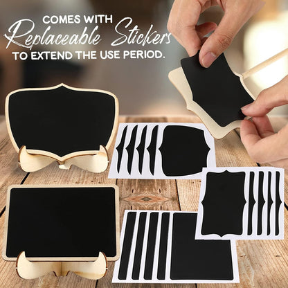 Mini Chalkboard Signs, 20 Pack Framed Small Chalk Board Food Labels with Easel Stand for Party Buffet or Wedding Celebration, Wooden Blackboard as Place Cards for Table Setting or Numbers
