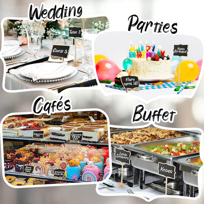 Mini Chalkboard Signs, 20 Pack Framed Small Chalk Board Food Labels with Easel Stand for Party Buffet or Wedding Celebration, Wooden Blackboard as Place Cards for Table Setting or Numbers