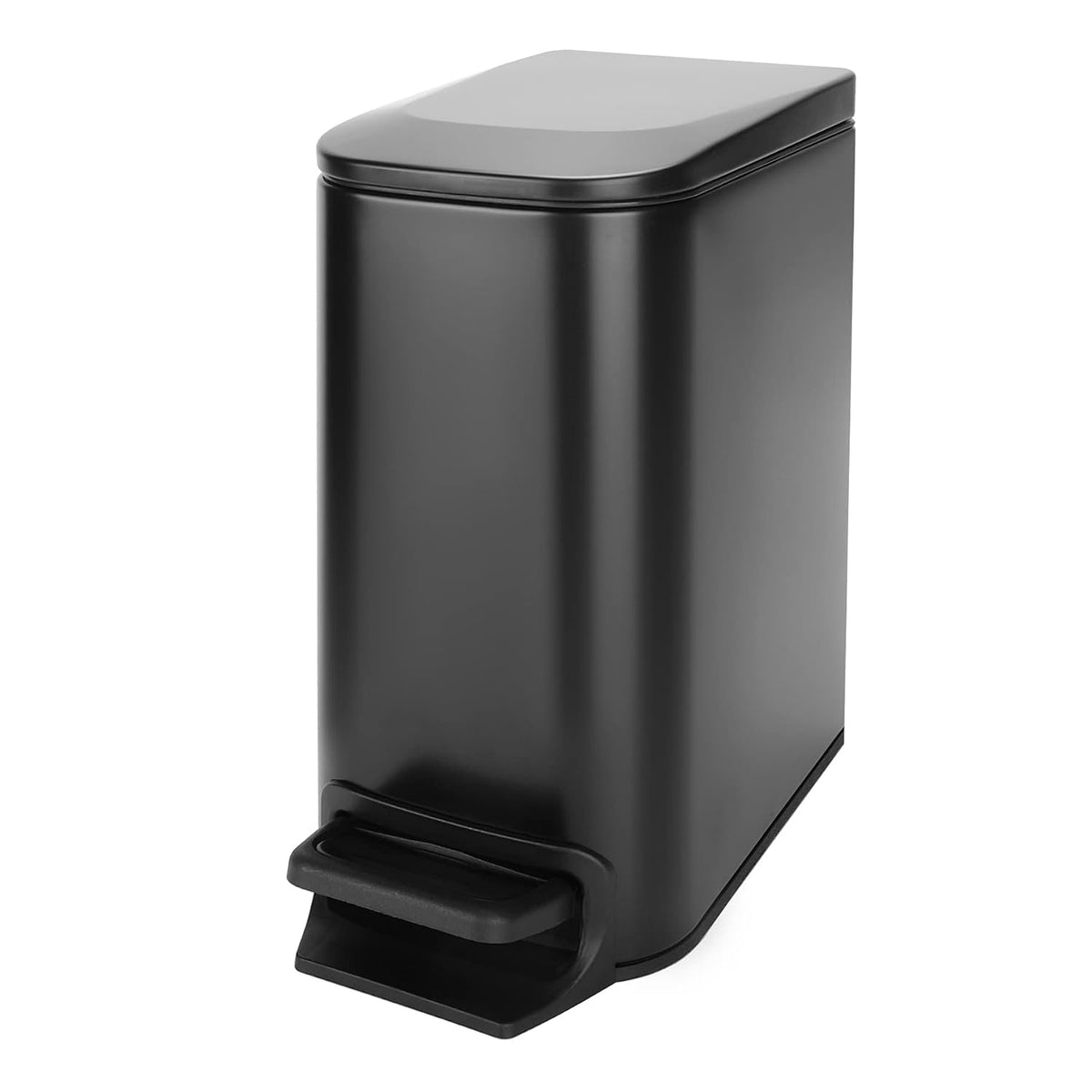 Small Bathroom Trash Can with Lid, 1.6 Gal, Soft Close, Matte Black