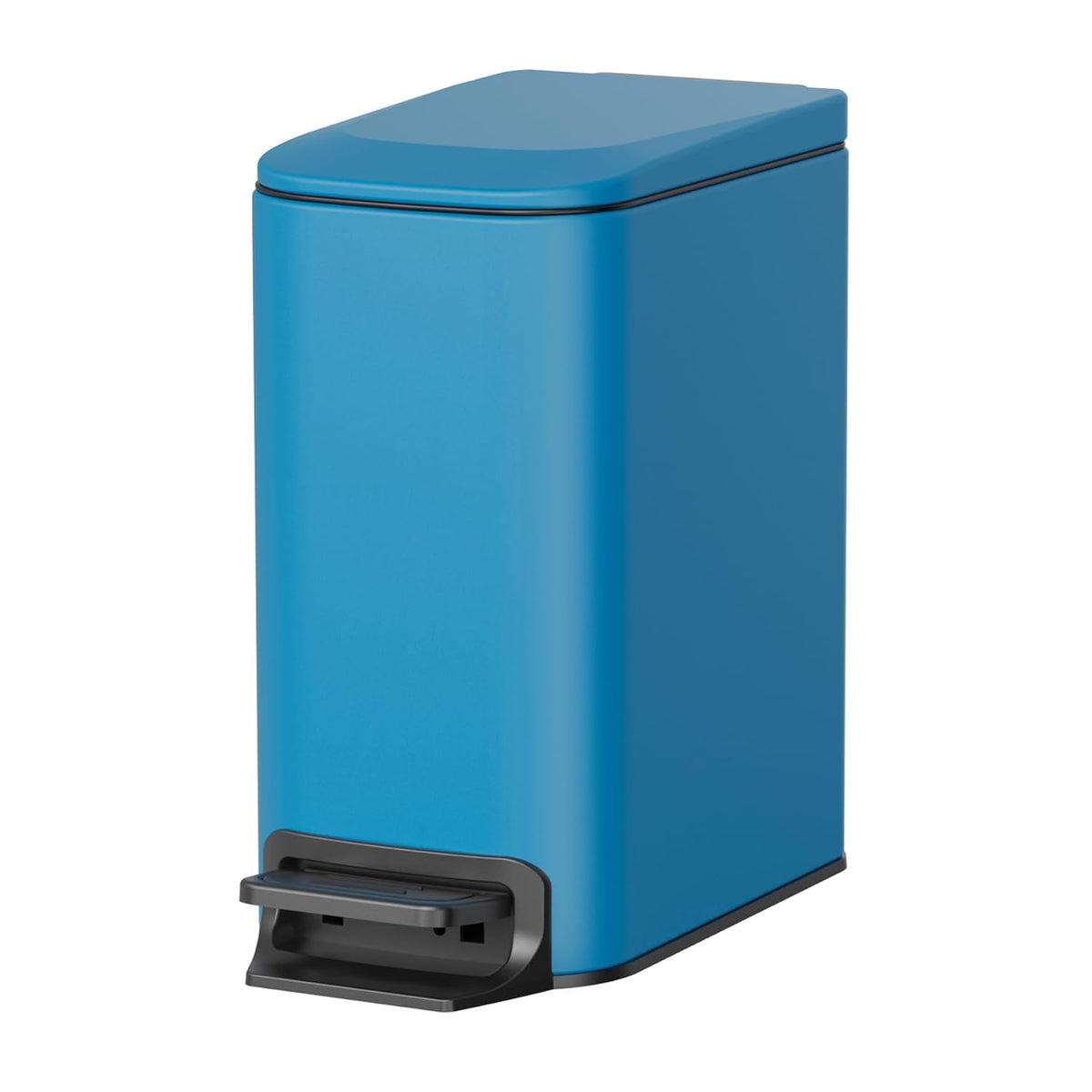 Small Bathroom Trash Can with Lid, 1.6 Gal, Soft Close, Matte Black