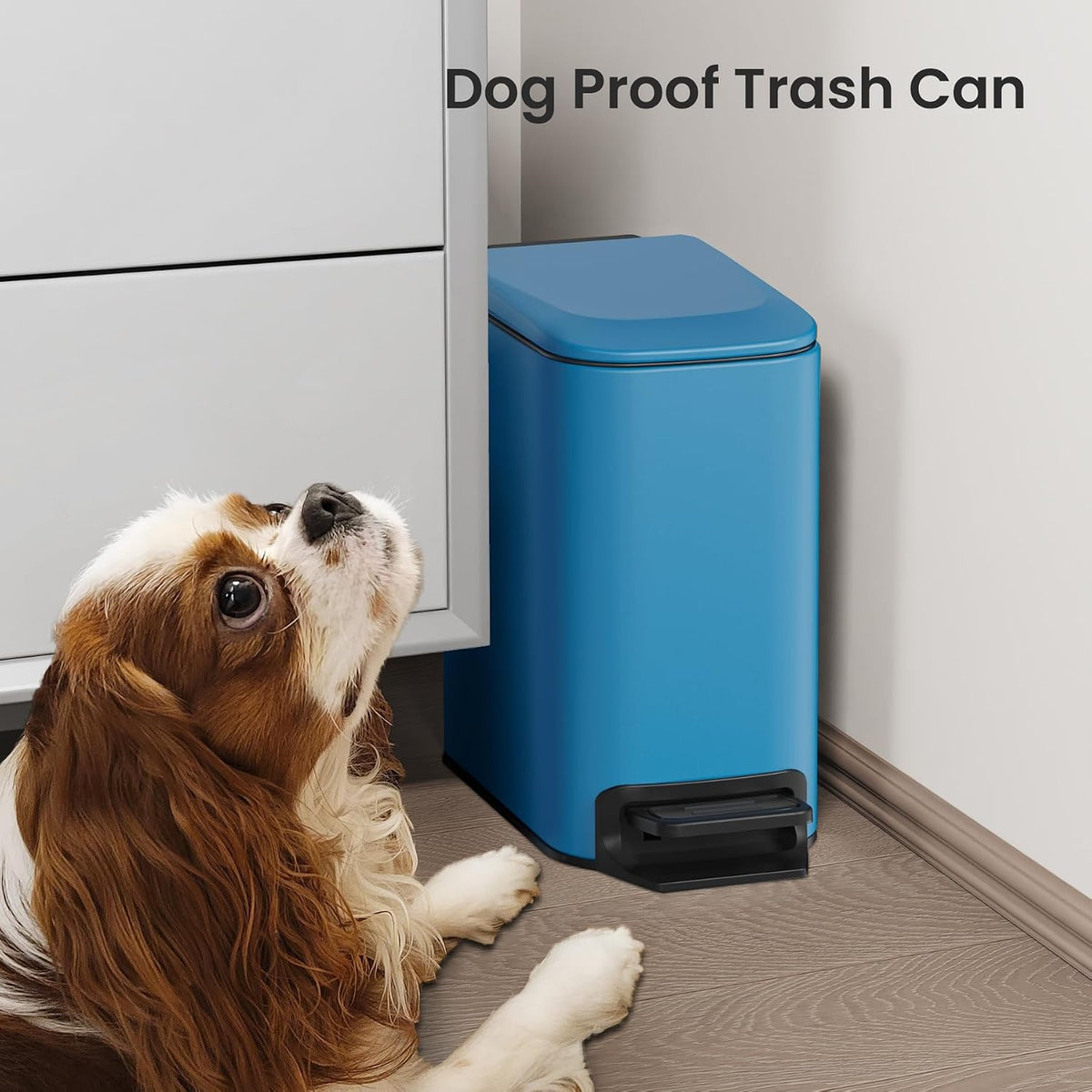 Small Bathroom Trash Can with Lid, 1.6 Gal, Soft Close, Matte Black