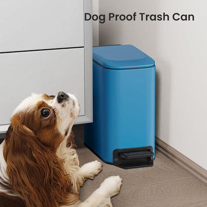 Small Bathroom Trash Can with Lid, 1.6 Gal, Soft Close, Matte Black