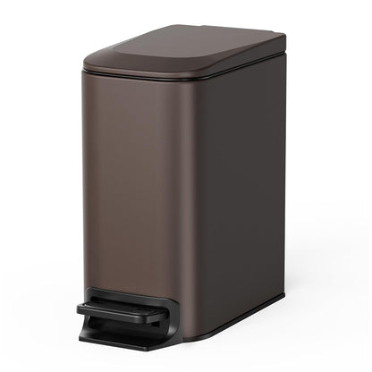 Small Bathroom Trash Can with Lid, 1.6 Gal, Soft Close, Matte Black
