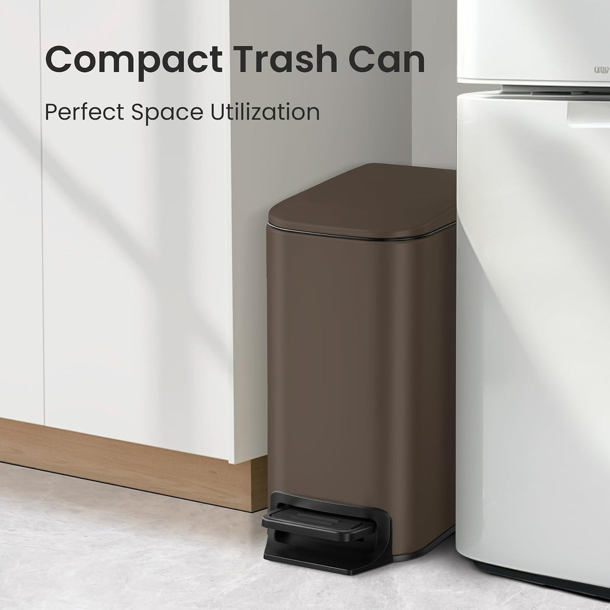 Small Bathroom Trash Can with Lid, 1.6 Gal, Soft Close, Matte Black