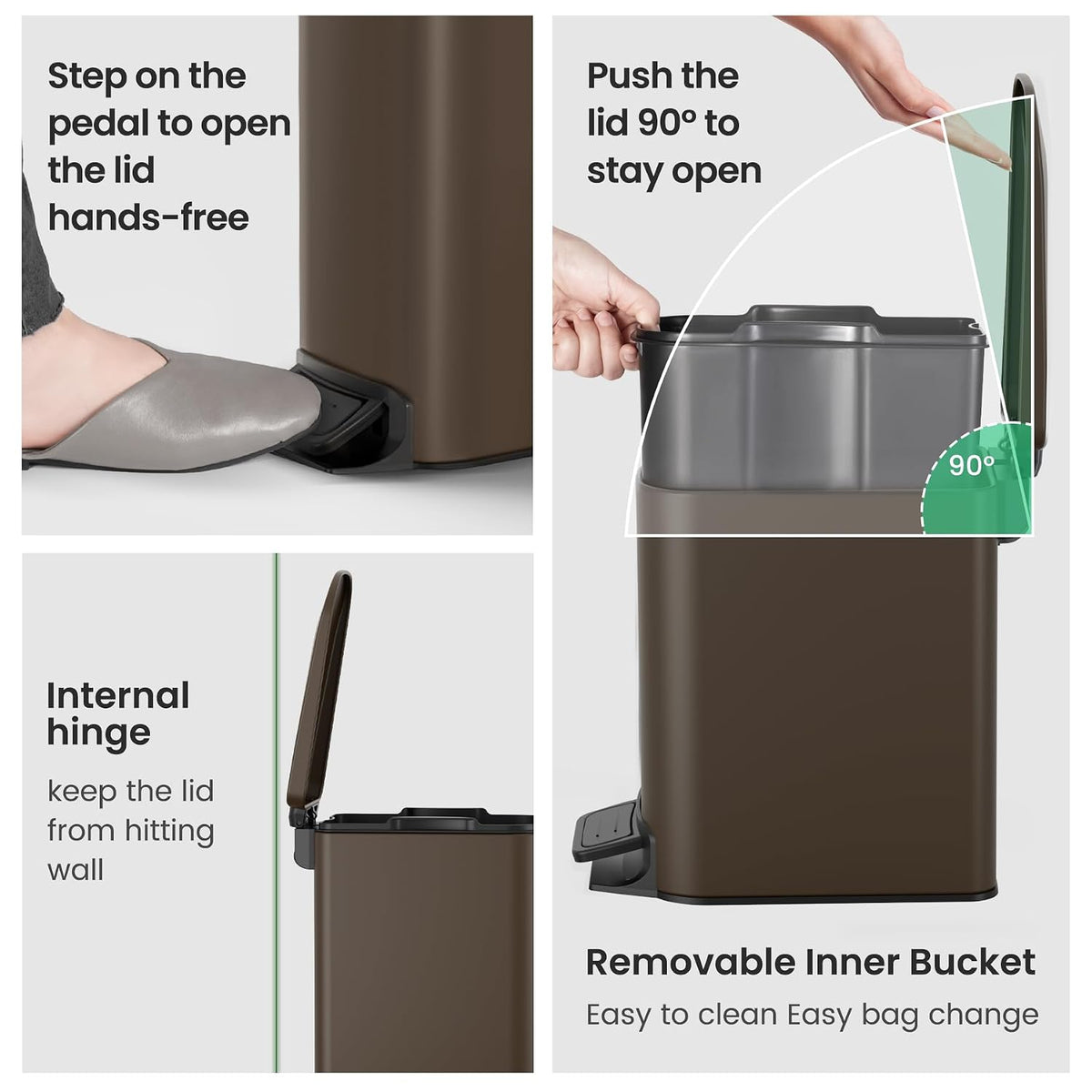 Small Bathroom Trash Can with Lid, 1.6 Gal, Soft Close, Matte Black