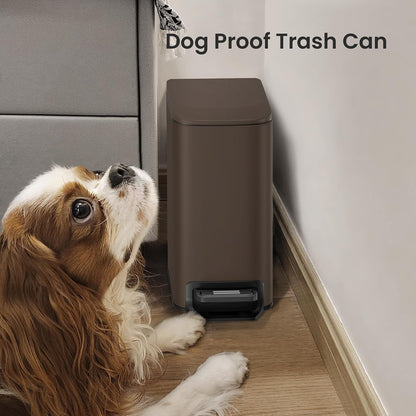 Small Bathroom Trash Can with Lid, 1.6 Gal, Soft Close, Matte Black