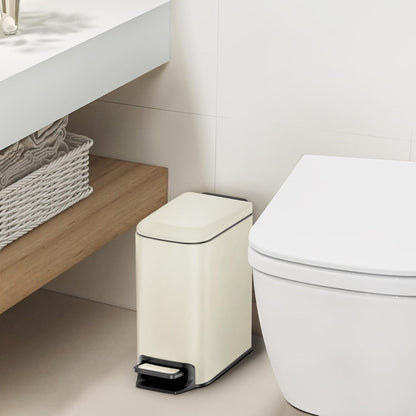 Small Bathroom Trash Can with Lid, 1.6 Gal, Soft Close, Matte Black