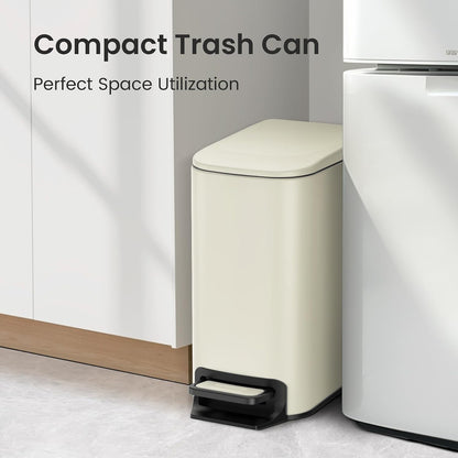 Small Bathroom Trash Can with Lid, 1.6 Gal, Soft Close, Matte Black