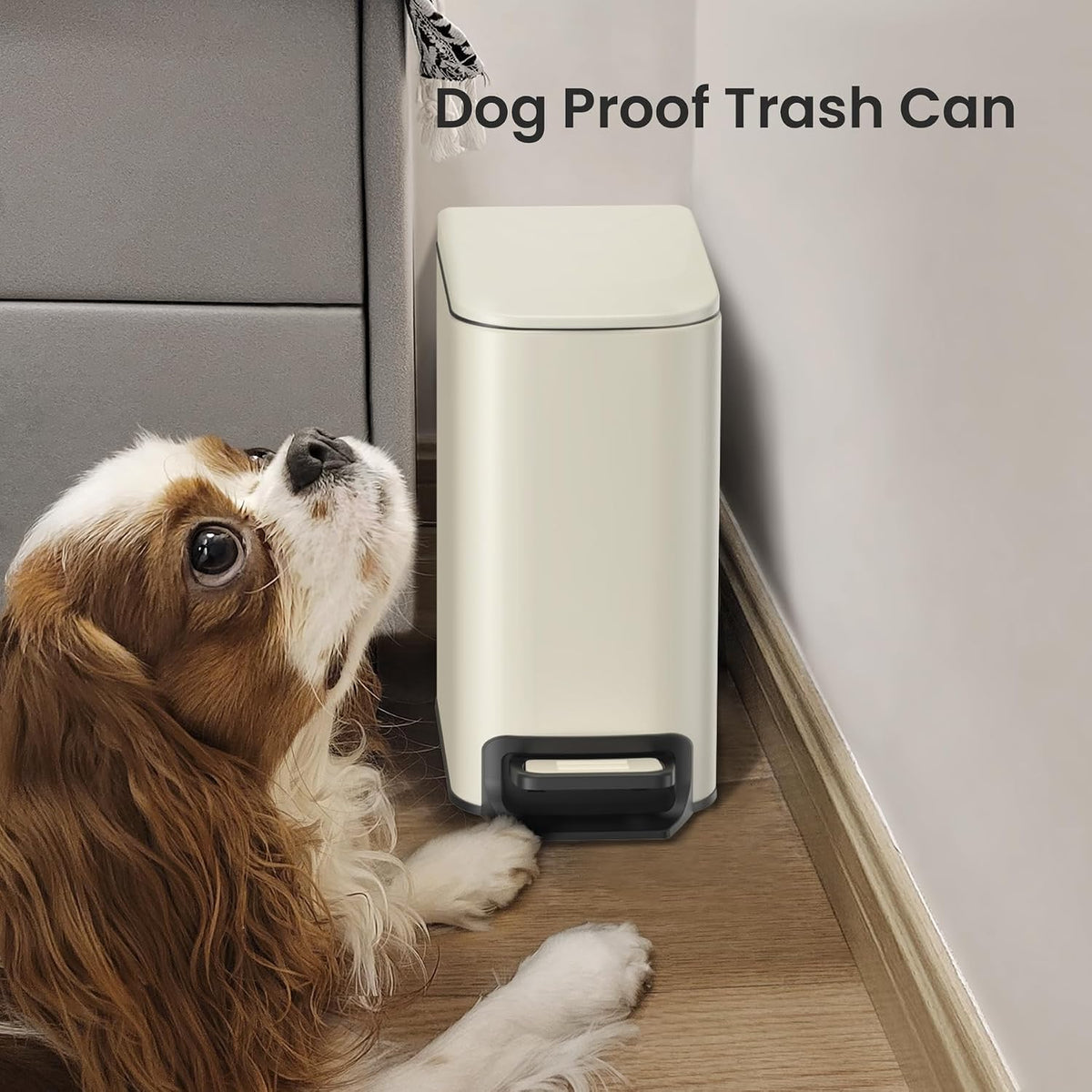 Small Bathroom Trash Can with Lid, 1.6 Gal, Soft Close, Matte Black