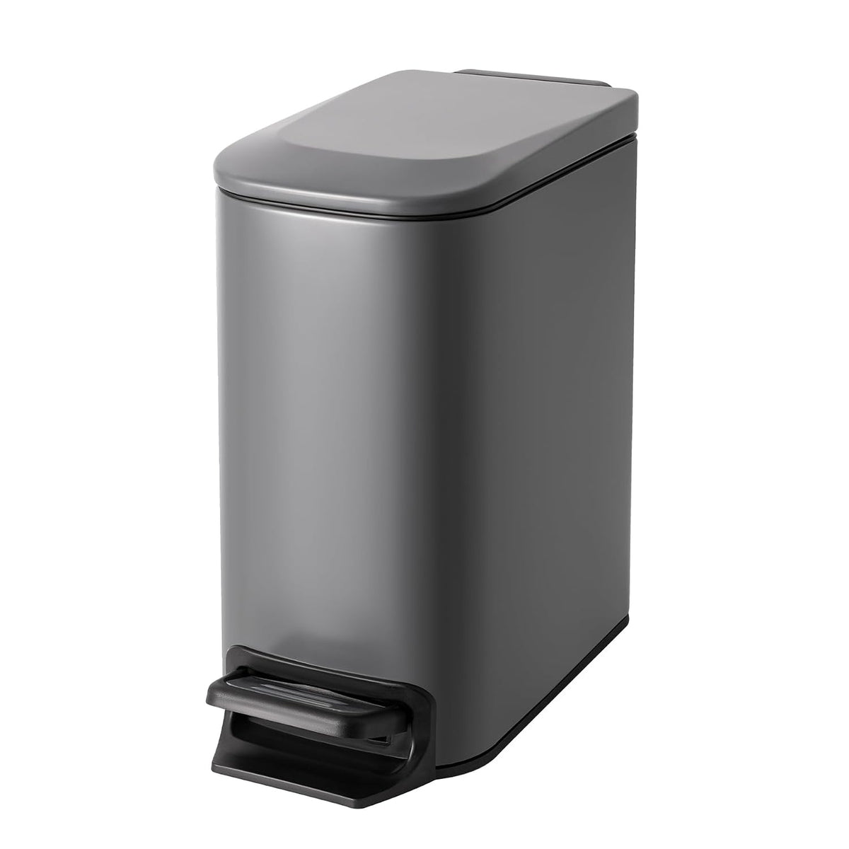 Small Bathroom Trash Can with Lid, 1.6 Gal, Soft Close, Matte Black