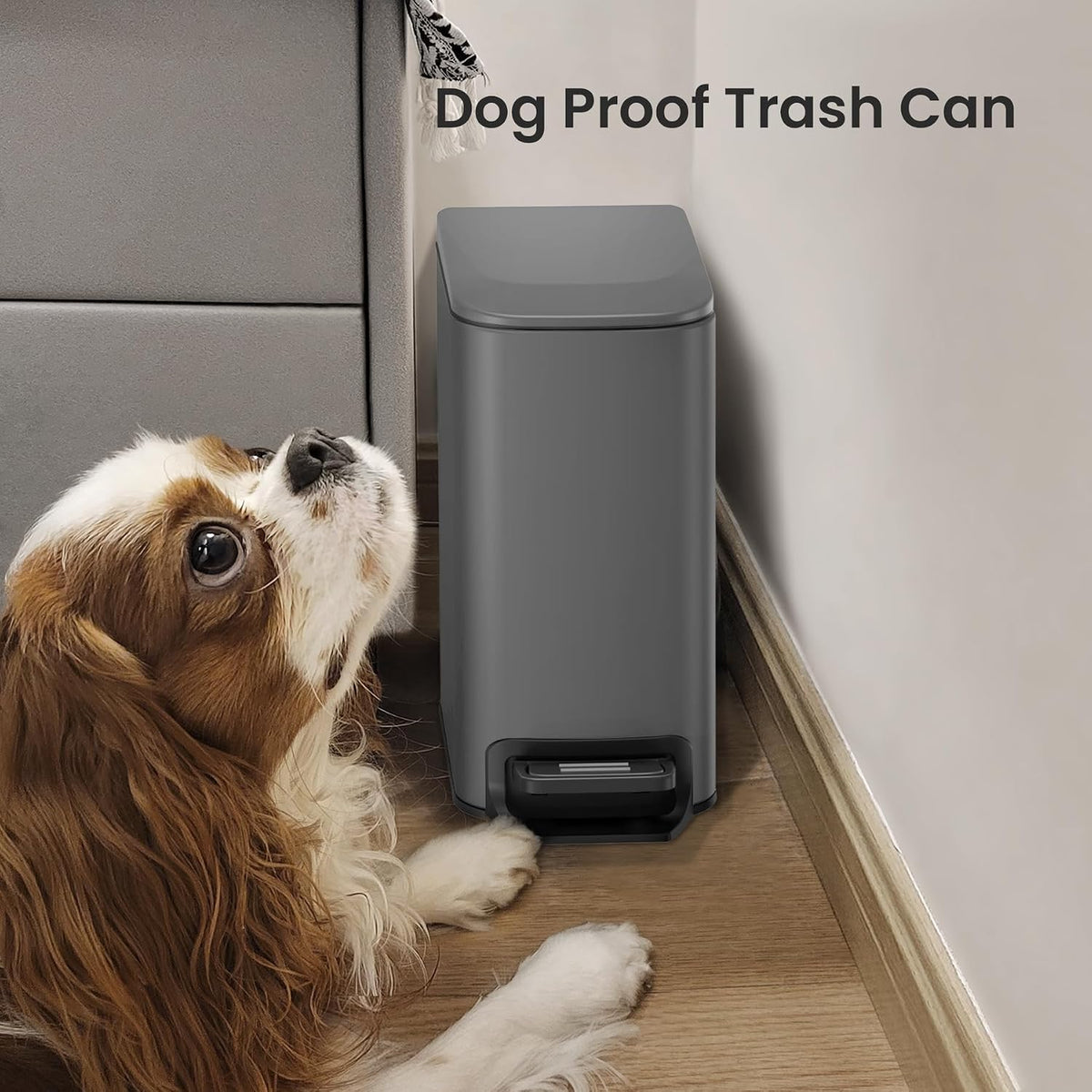 Small Bathroom Trash Can with Lid, 1.6 Gal, Soft Close, Matte Black