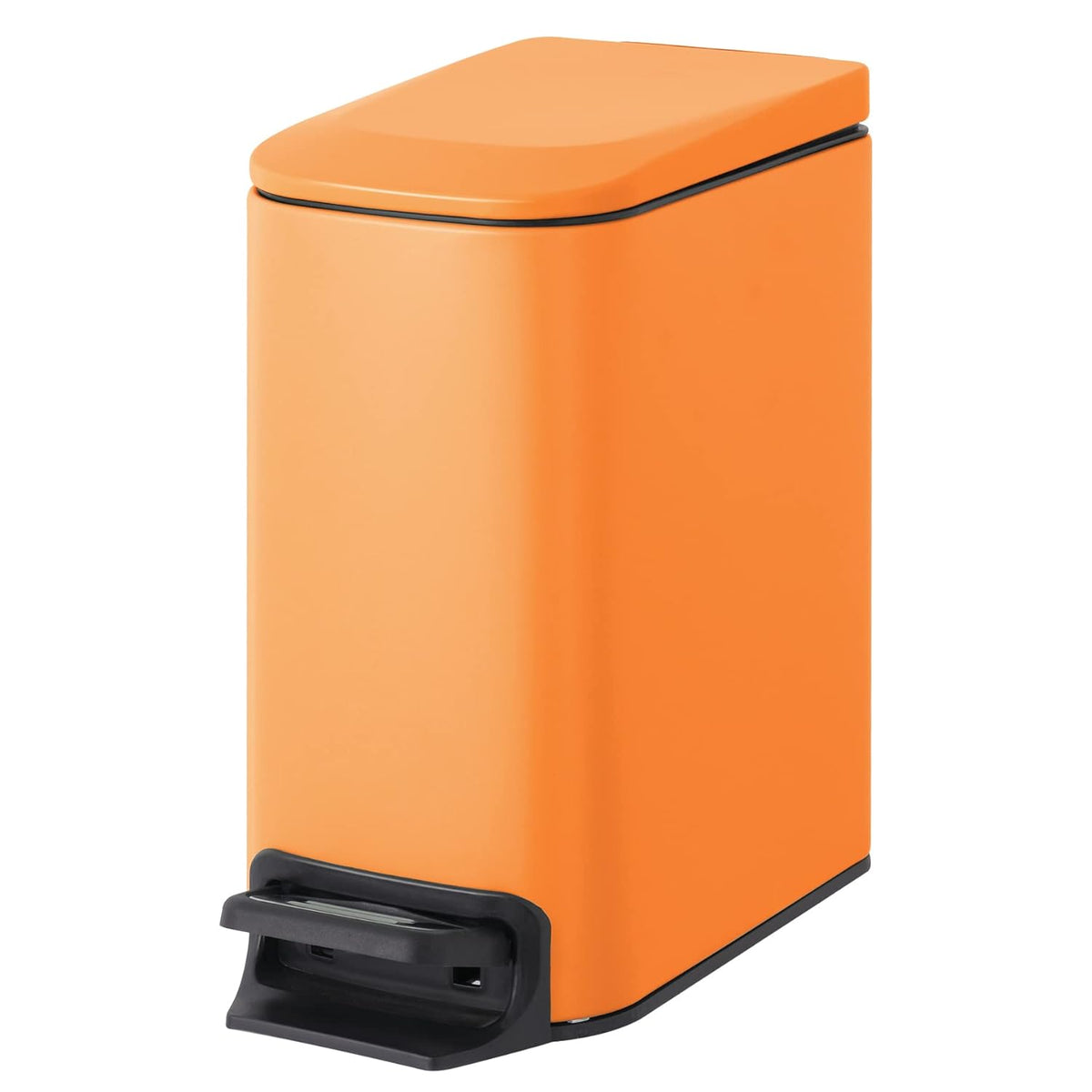 Small Bathroom Trash Can with Lid, 1.6 Gal, Soft Close, Matte Black