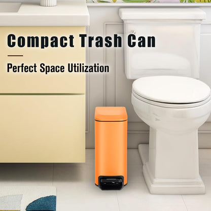 Small Bathroom Trash Can with Lid, 1.6 Gal, Soft Close, Matte Black