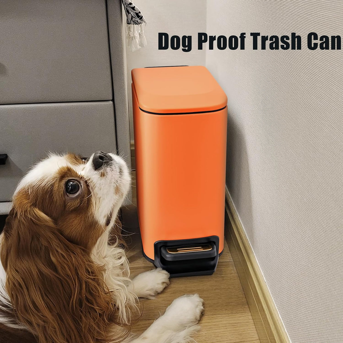Small Bathroom Trash Can with Lid, 1.6 Gal, Soft Close, Matte Black