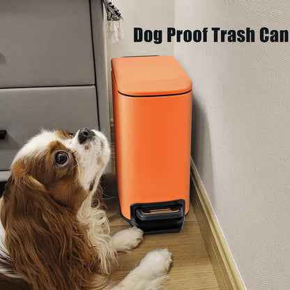 Small Bathroom Trash Can with Lid, 1.6 Gal, Soft Close, Matte Black