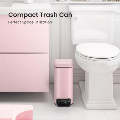Small Bathroom Trash Can with Lid, 1.6 Gal, Soft Close, Matte Black