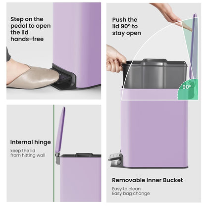 Small Bathroom Trash Can with Lid, 1.6 Gal, Soft Close, Matte Black