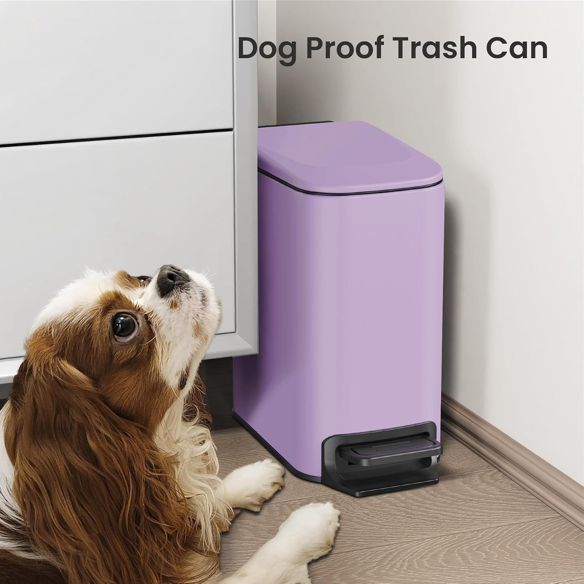 Small Bathroom Trash Can with Lid, 1.6 Gal, Soft Close, Matte Black