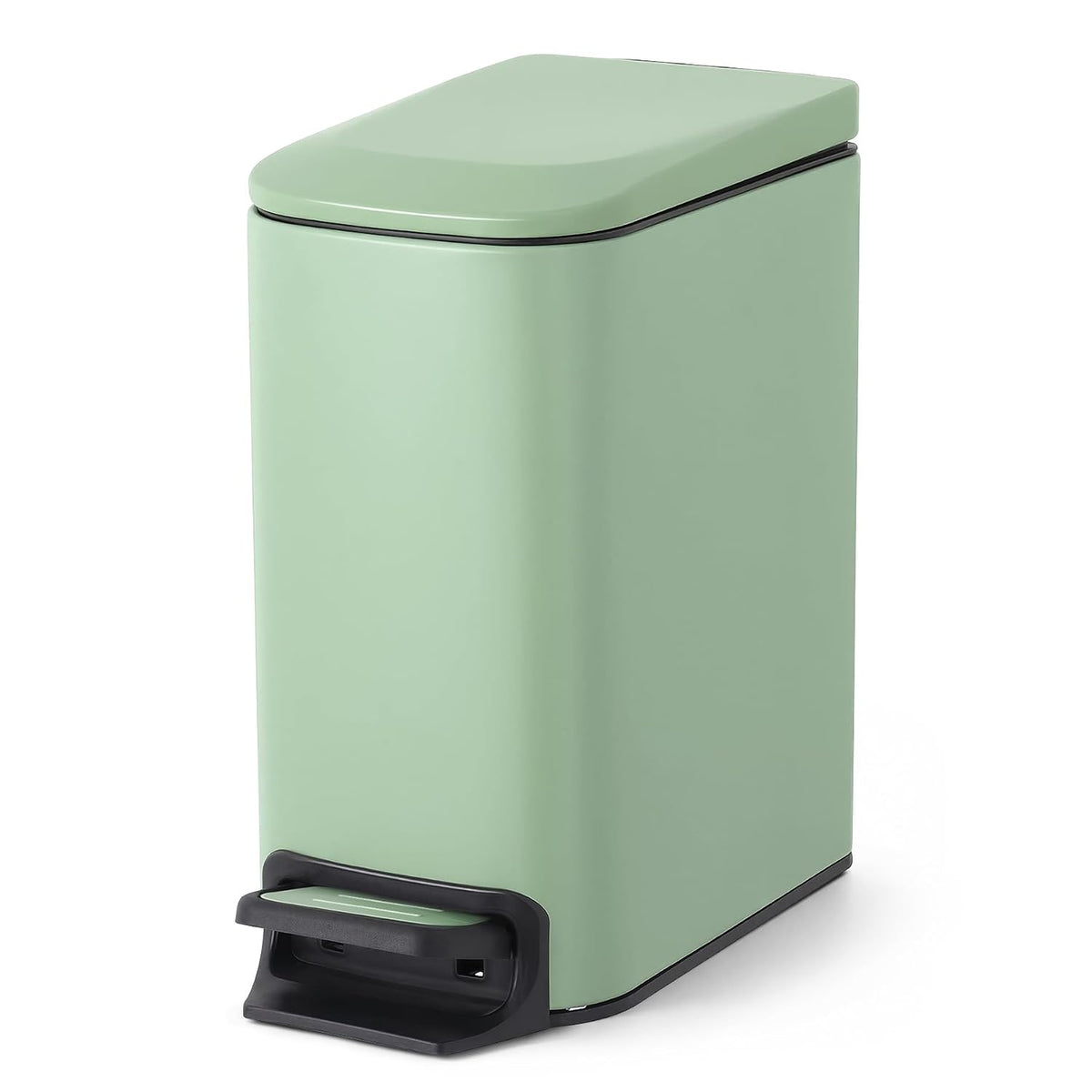 Small Bathroom Trash Can with Lid, 1.6 Gal, Soft Close, Matte Black