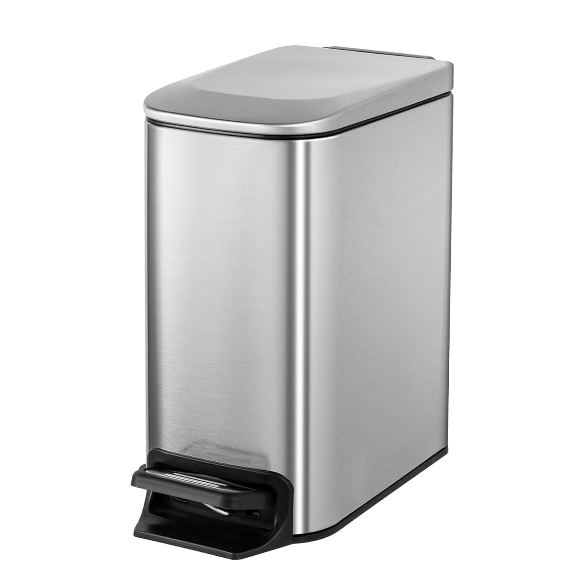 Small Bathroom Trash Can with Lid, 1.6 Gal, Soft Close, Matte Black