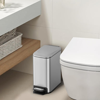 Small Bathroom Trash Can with Lid, 1.6 Gal, Soft Close, Matte Black