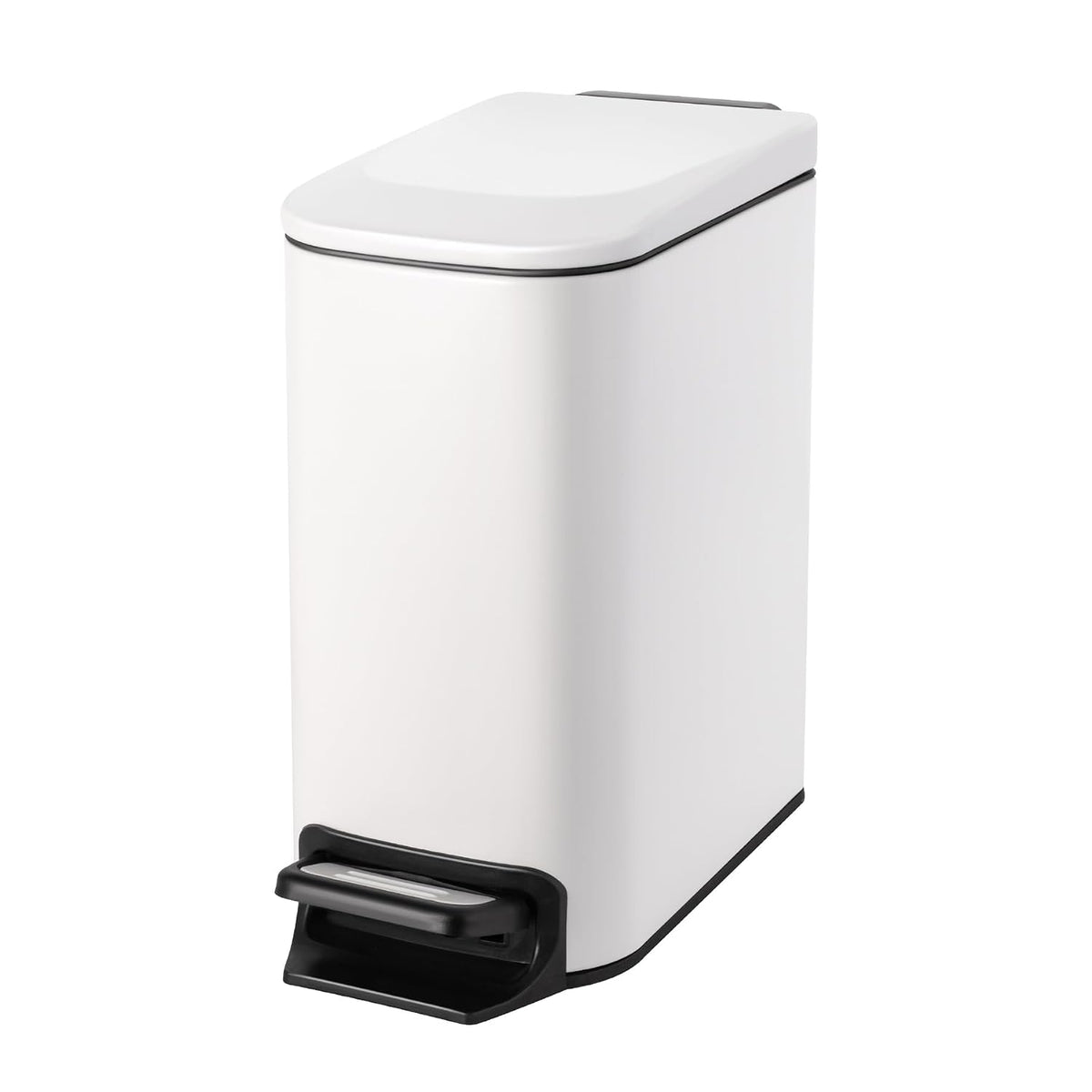 Small Bathroom Trash Can with Lid, 1.6 Gal, Soft Close, Matte Black
