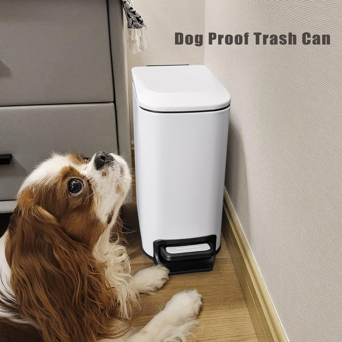 Small Bathroom Trash Can with Lid, 1.6 Gal, Soft Close, Matte Black