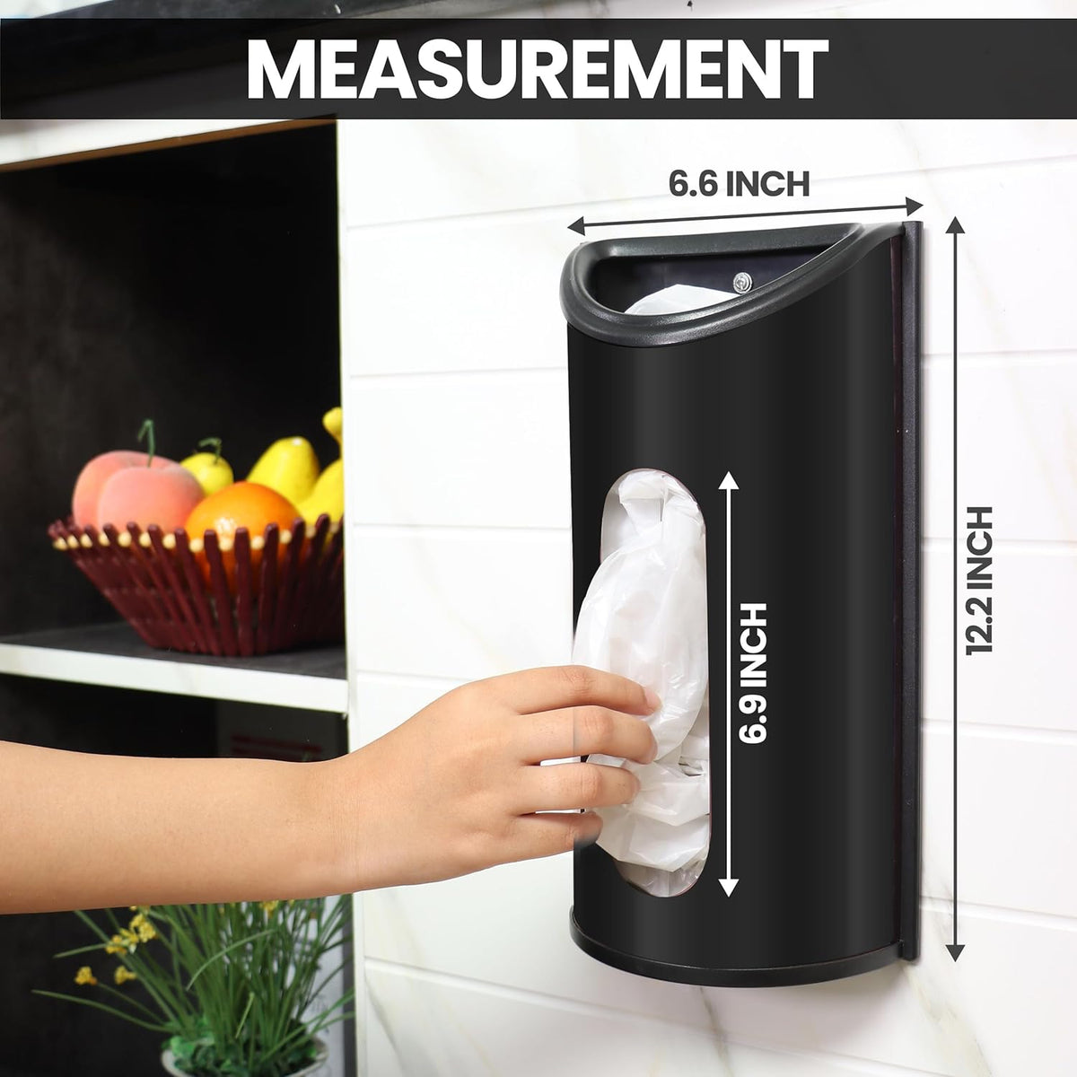 Wall-Mounted Stainless Steel Grocery Bag Holder & Dispenser, Space-Saving Plastic Bag Holder for Kitchen, Pantry or Cabinet, Reusable Plastic Bag Organizer, Silver