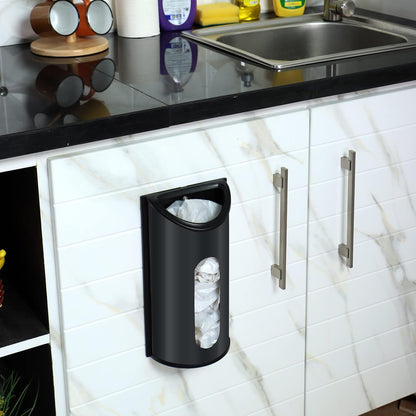 Wall-Mounted Stainless Steel Grocery Bag Holder & Dispenser, Space-Saving Plastic Bag Holder for Kitchen, Pantry or Cabinet, Reusable Plastic Bag Organizer, Silver