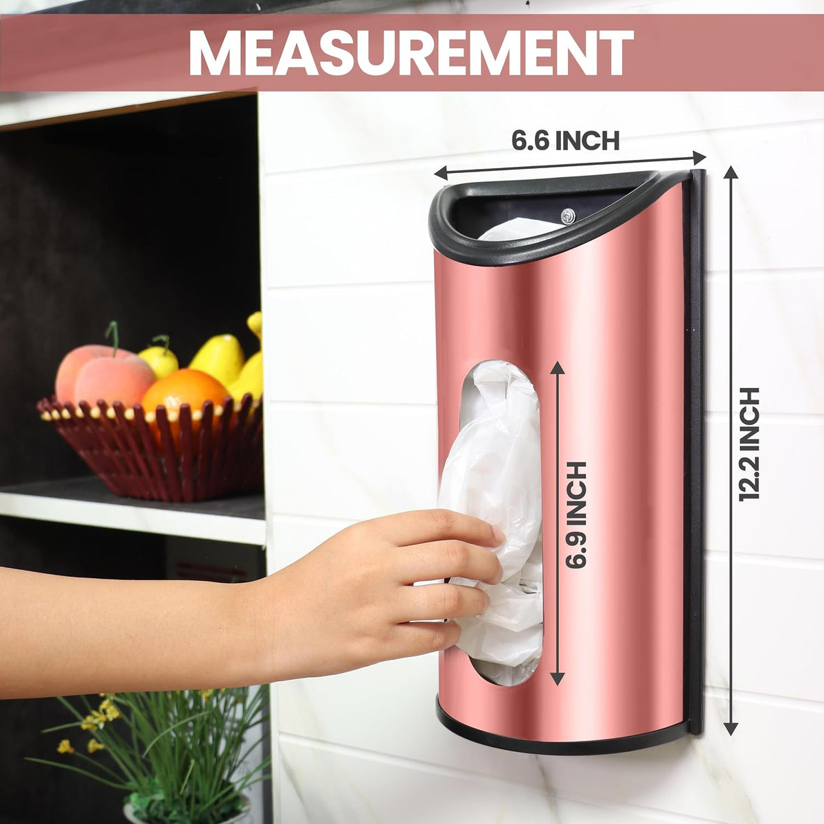 Wall-Mounted Stainless Steel Grocery Bag Holder & Dispenser, Space-Saving Plastic Bag Holder for Kitchen, Pantry or Cabinet, Reusable Plastic Bag Organizer, Silver