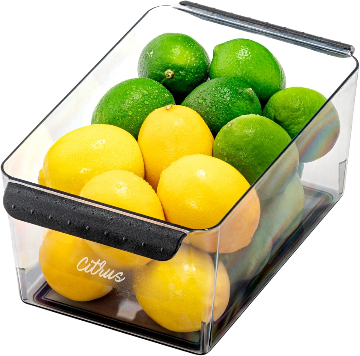 Premium Large Fridge Bin, Organizer for Produce, Cheeses, Meats & Deli Items, Dry-Erase Label Area, Multi-Purpose Fridge Storage, Soft Grip Handles, Clear